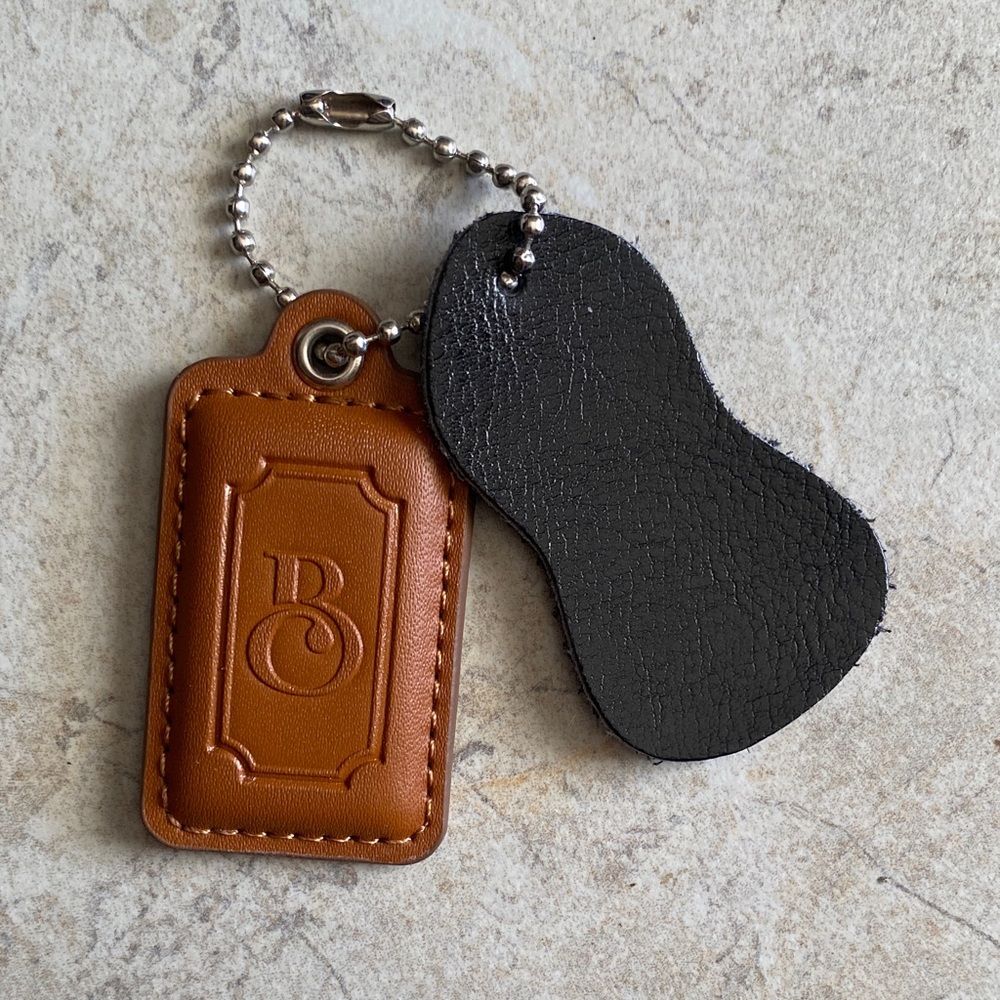 Brown Embossed “B” Keychain Black Detail